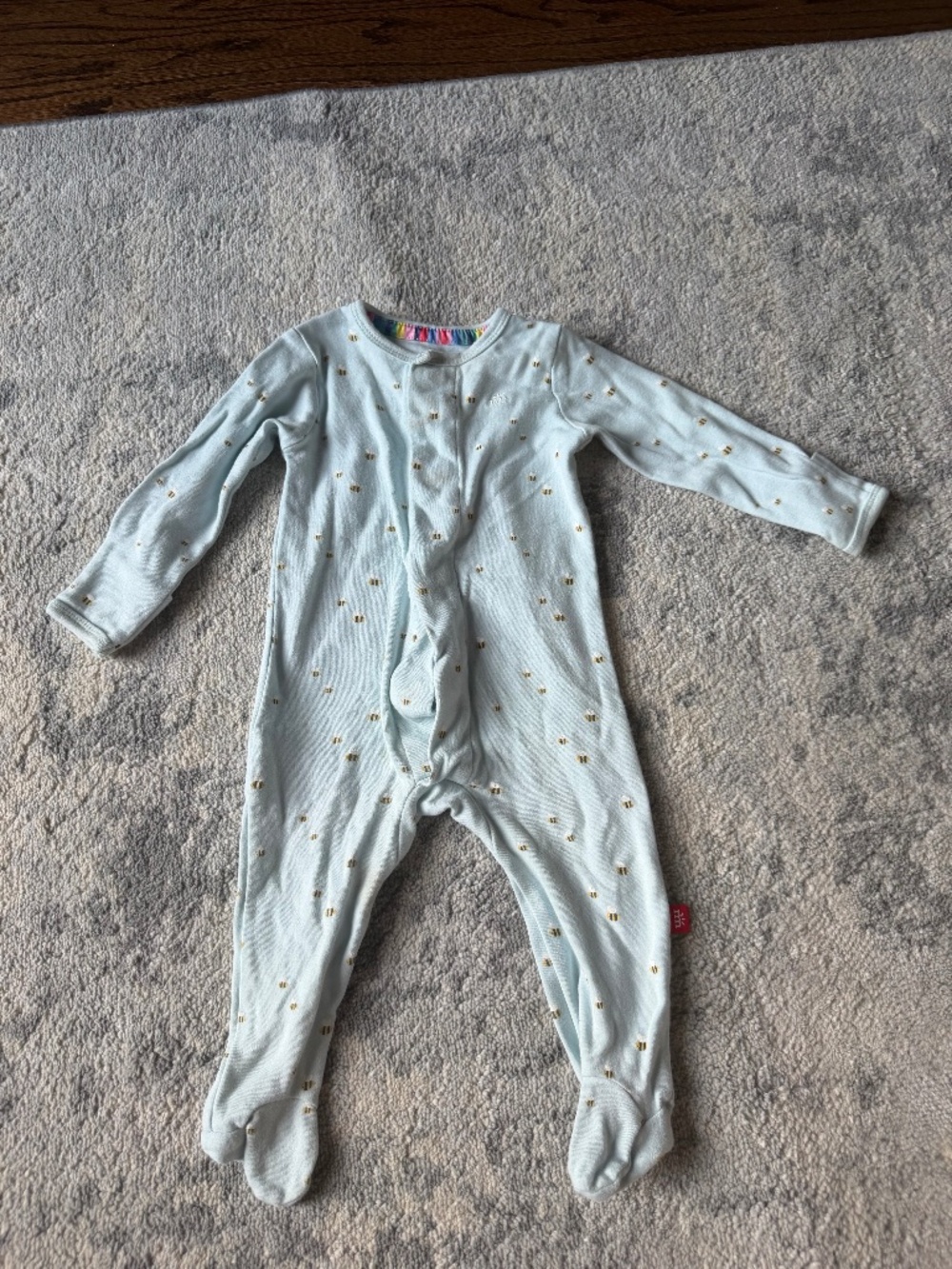 Magnetic Me Footie Pajamas 3-6 months, 100% cotton, light blue, bees